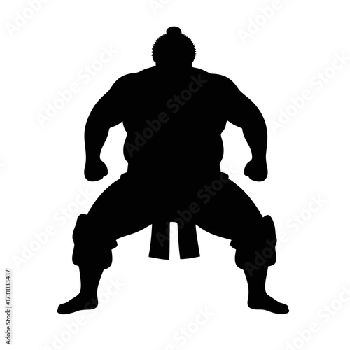 Silhouette of a Sumo athlete ready to compete