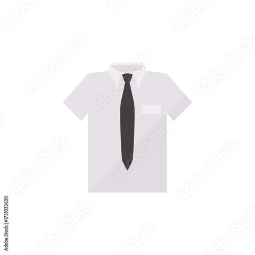 Classic Formal White Short Sleeve Shirt with a Black Tie for Professional Business or Office Wear