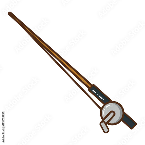 Simple Illustration of a Fishing Rod and Reel on a White Background - Perfect for Outdoor Activities