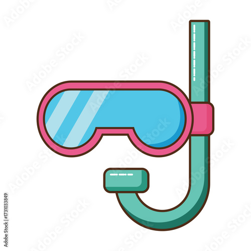 Snorkeling mask and tube illustration for underwater exploration and aquatic adventure