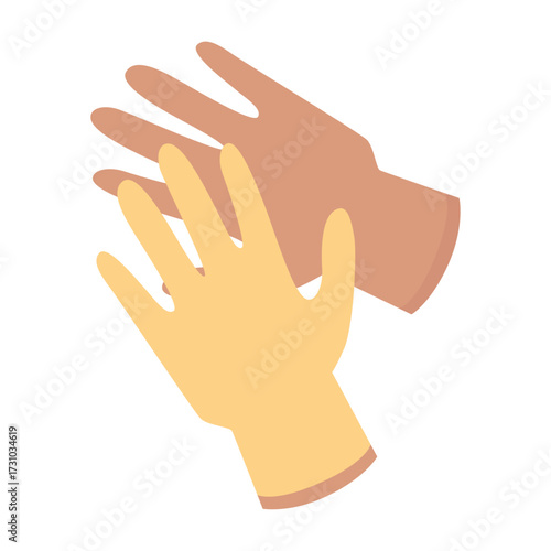 Two hands, one light tan and one light brown, overlapping with palms facing up in a gesture of giving or receiving