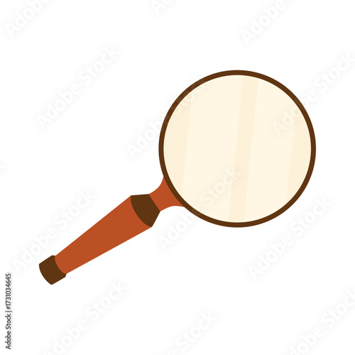 Magnifying glass with a wooden handle, representing discovery, exploration, and detailed examination