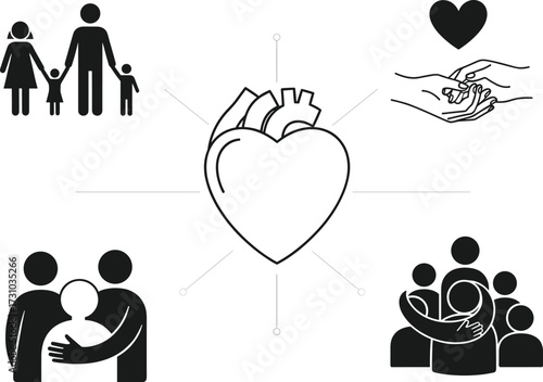Love, Family & Community Connection Graphic with Heart Icon