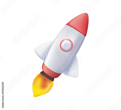 Space rocket emoji vector symbol ship 3D render illustration vector. Modern spacecraft launching into sky symbolizing exploration, innovation, technology, and future missions