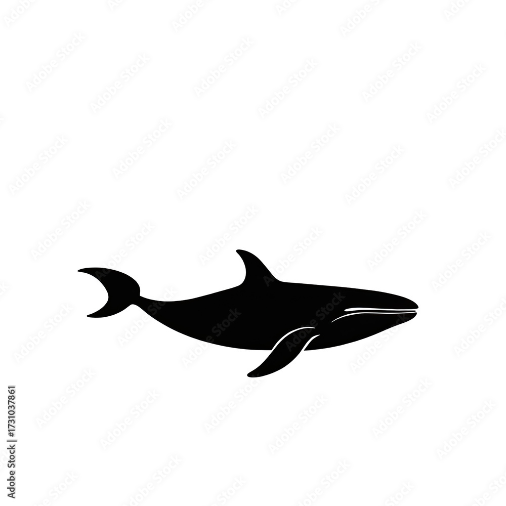 Fototapeta premium Silhouette of a sleek killer whale in dark abyss, simple and captivating