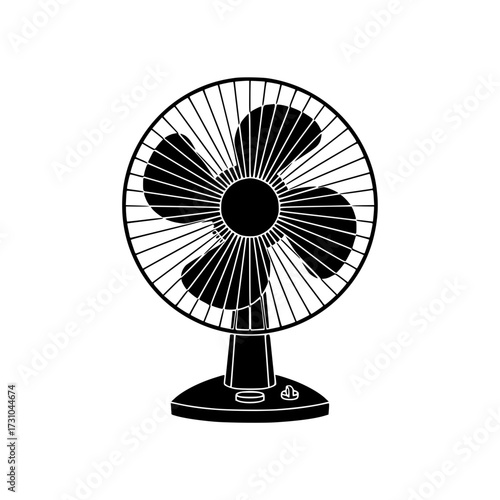 Electric fan silhouette icon with circular blades