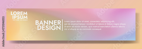 A dreamy and elegant banner template with a soft pastel gradient of peach, pink, and light blue.