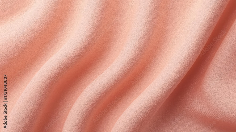 Fototapeta premium Wavy pastel pink fabric presents a delicate and smooth texture with soft folds and subtle shadows perfect for backgrounds and designs.