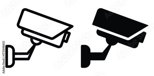Black and White Security Camera Icons for Surveillance and Monitoring Use
