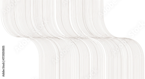 Abstract white lines flowing in a curved pattern against a white background.