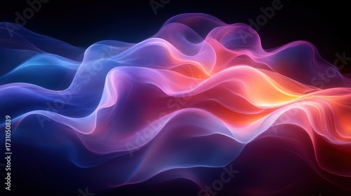 Abstract Colorful Waves of Light in Dark Background