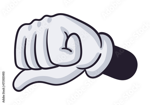 Cartoon gloved comic hand. Comic book character body part, comic mascot hand in glove flat vector illustration. Comic hand gesture
