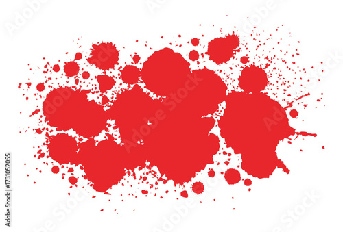 Halloween blood splatter elements, spooky halloween grunge dripping blood splashes flat vector illustration. Blood splash silhouettes