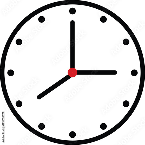 Vector art of an orangerimmed clock displays the time as eight fifteen against a gray background, , showcasing a simple and clean design