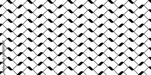 Keffiyeh pattern. Lattice or fishnet texture. Soccer gates mesh. Palestinian traditional men headscarf print. Geometric fabric ornament. Arabic cloth background. Vector graphic illustration.