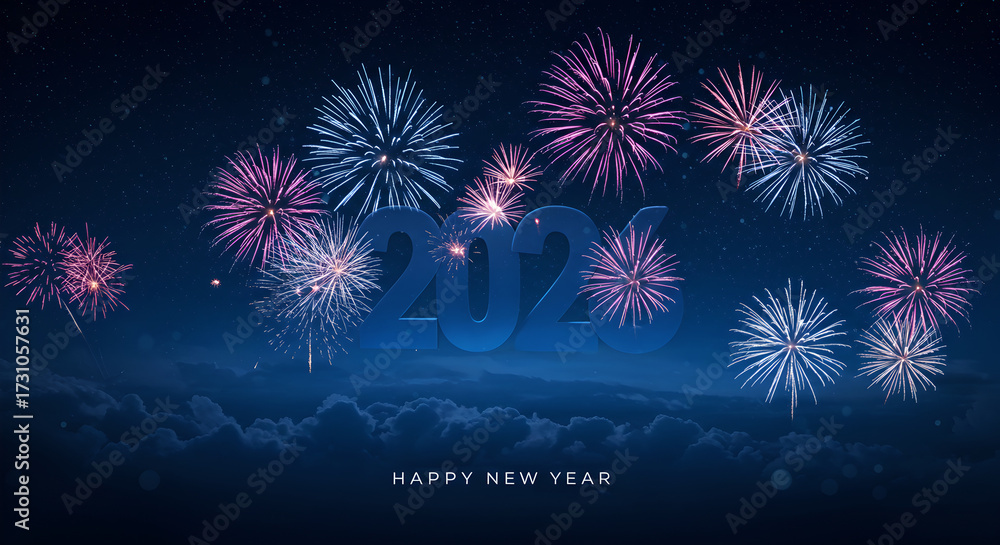 Fototapeta premium Happy New Year 2026 Festive Wishes for All 