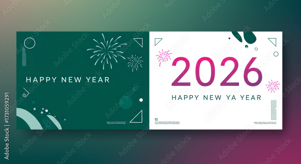 Naklejka premium Happy New Year 2026 Festive Wishes for All 