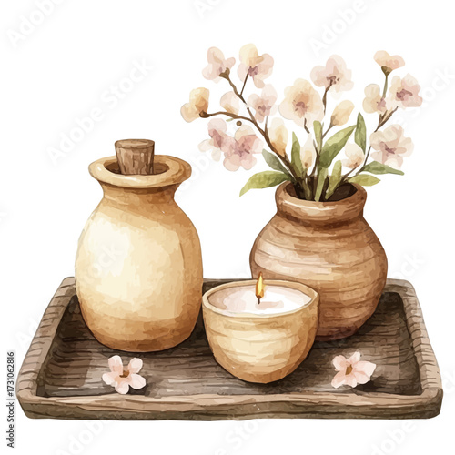 watercolor of Hungarian Ancient Ritual, vector, isolated on a white background.