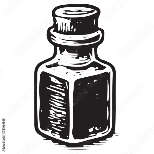 Occult Hex Potion Bottle Line Art Vector Icon