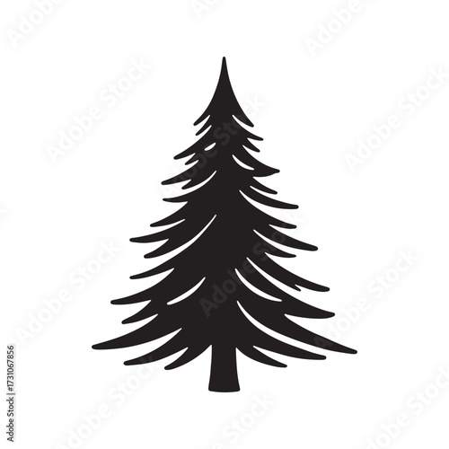 Black Silhouette of a Pine Tree evergreen conifer
