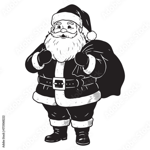 Santa Claus holding a gift sack with both hands christmas
