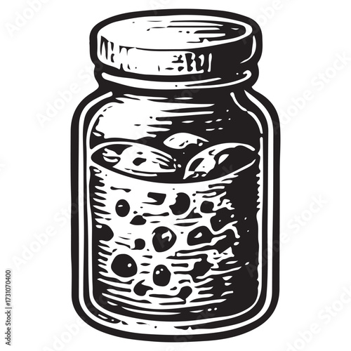 Occult Alchemy Bubble Jar Potion Line Art Vector Icon