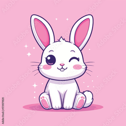 Cute rabbit sitting cartoon vector icon illustration animal nature icon concept isolated flat