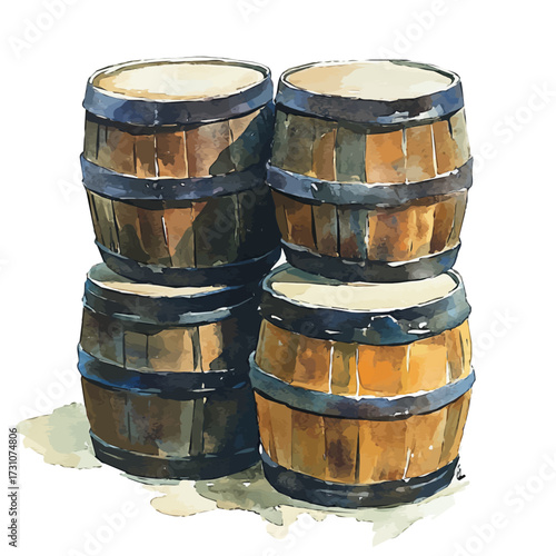 English Carnival Steel Drums, watercolor illustration vector, isolated on a white background.