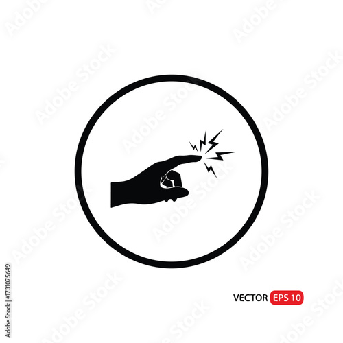 Electric Shock Hazard Icon with Pointing Finger.