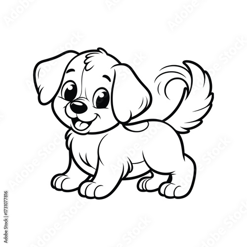 Cute cartoon puppy smiling with a playful expression