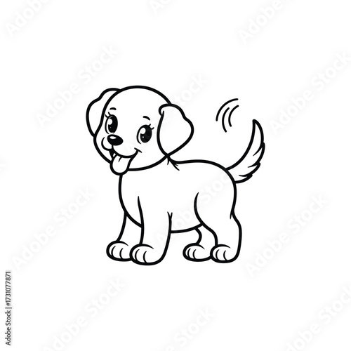 Cute cartoon puppy wagging its tail happily (1)