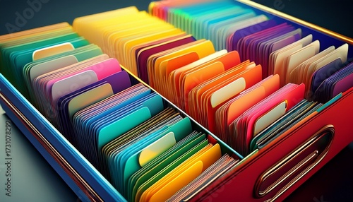 colorful folder register with index cards representing competition and organization generative ai