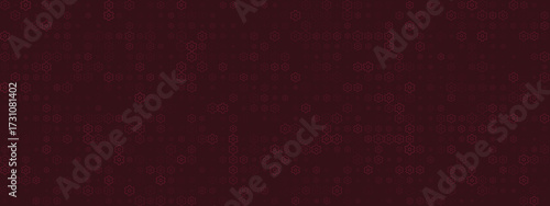 Abstract dark red background with subtle repeating pattern of outlined gear-like shapes, creating a modern and technological texture.