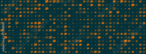 Spooky Halloween ghost pattern with varying orange and brown cartoon spirits on a dark teal background, creating a fun and eerie seamless design.