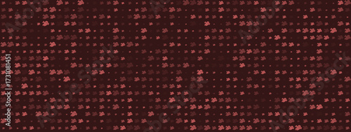 Seamless pattern of cute cartoon ghosts in shades of red and pink on a dark brown background, perfect for Halloween or spooky designs.
