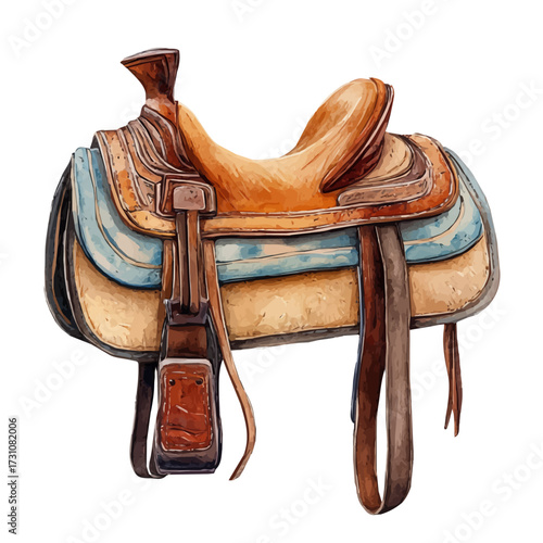Camel Saddle, watercolor vector, isolated on a white background.