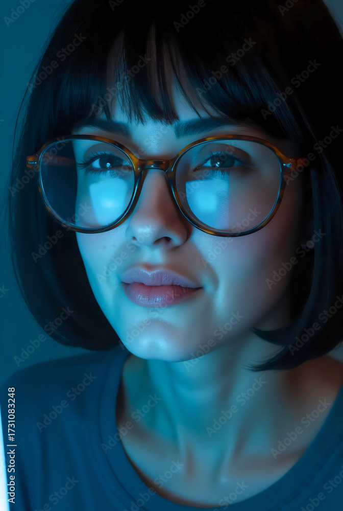 Fototapeta premium ネット検索をする少女 | Girl searching the internet Generative AI