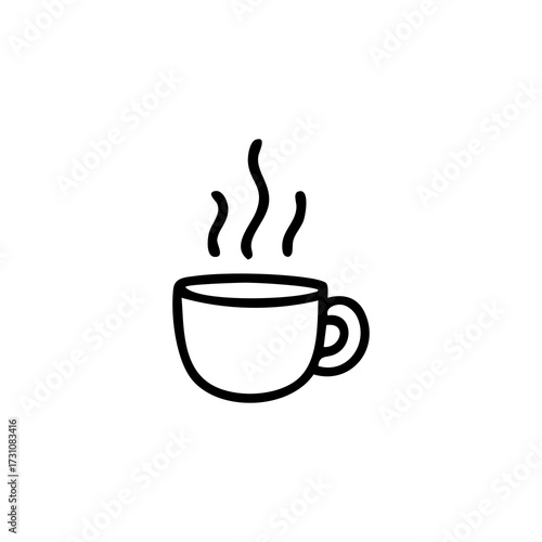 Steaming drink in a cup, line art