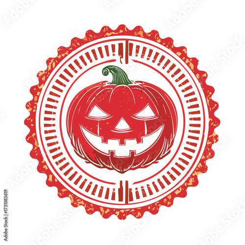 ハロウィンかぼちゃ顔の丸印ハンコ風
