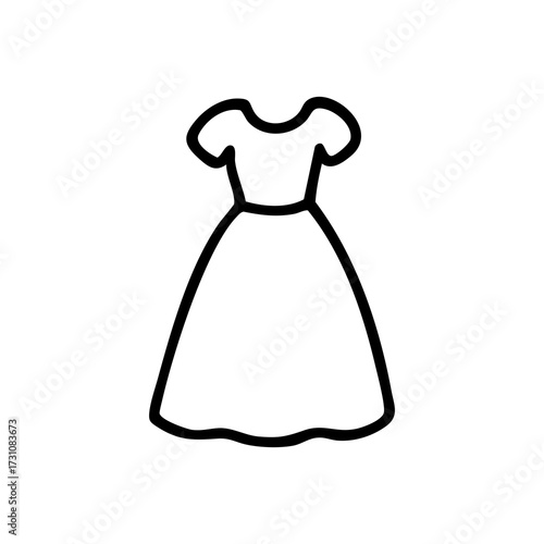 Outline drawing of a dress with short sleeves