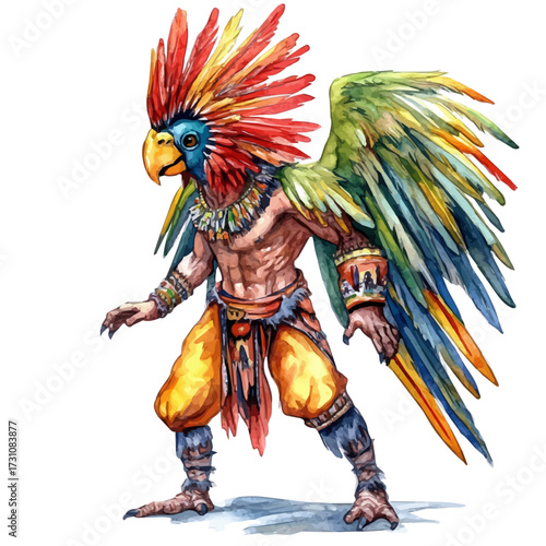 watercolor of Bolivian Devil Parade, vector, isolated on a white background.