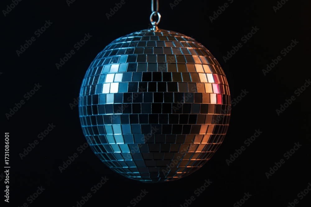 Obraz premium Glam mirrored sphere in dramatic studio light with sparkling reflections