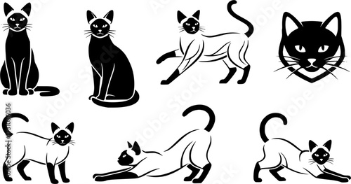 Siamese cat, Siamese cat silhouette, Siamese cat vector, Siamese cat clipart, Cat silhouette, Cat vector