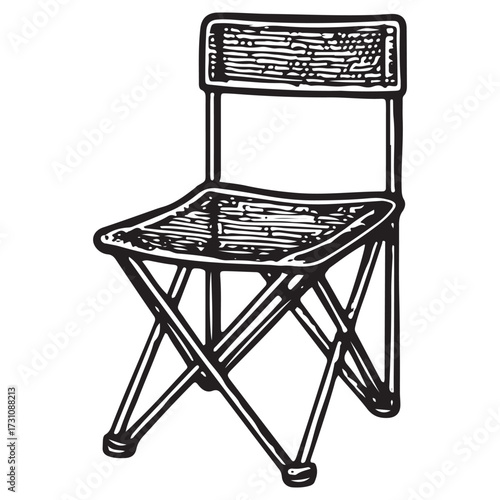 Vintage Folding Fishing Chair Illustration