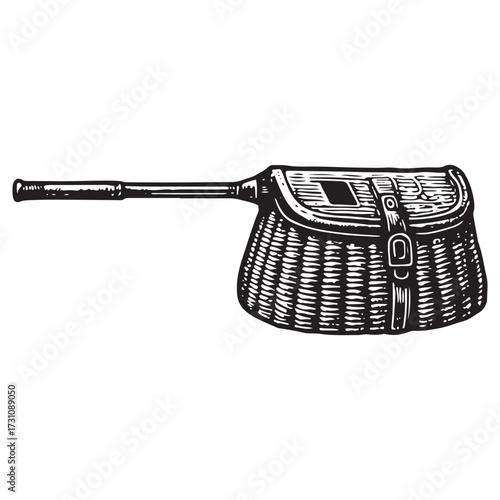 Vintage Fishing Creel Basket Illustration