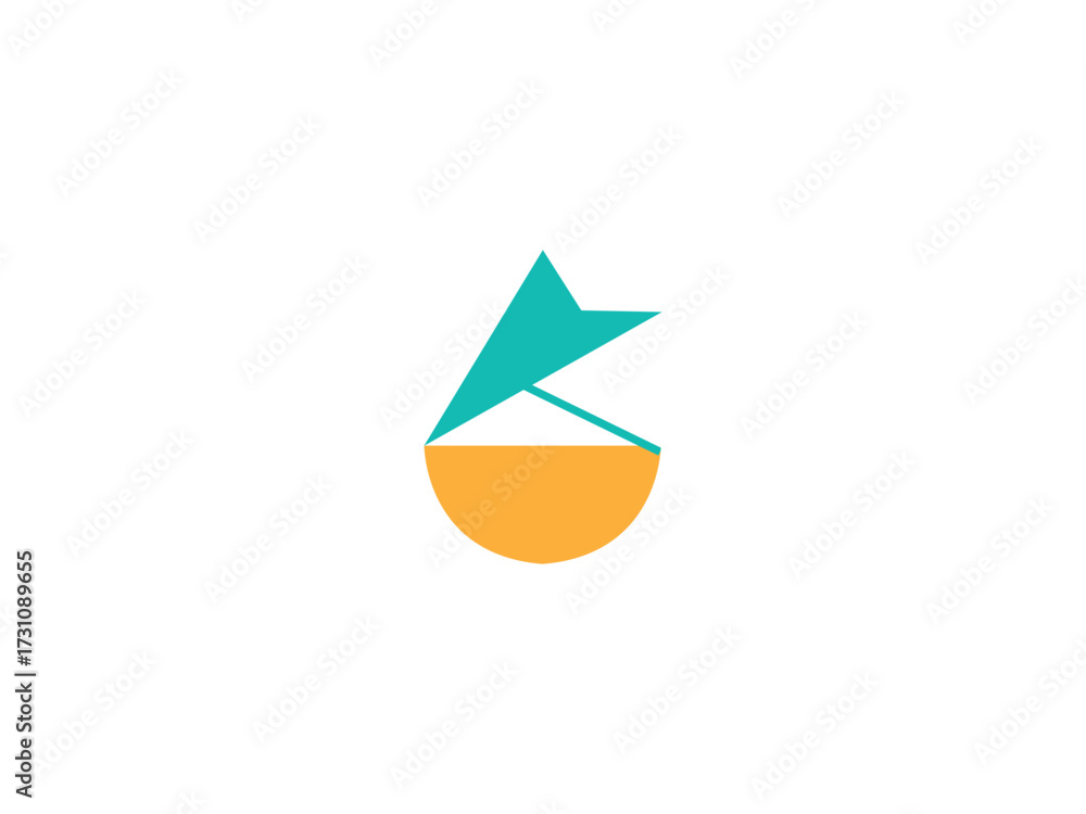 Naklejka premium Teal star shape above orange semi circle abstract logo symbol graphic