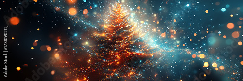 Festive Christmas Tree and Holiday Decorations Background Illustration