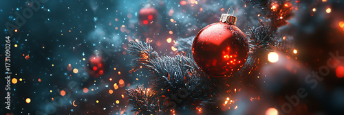 Festive Christmas Tree and Holiday Decorations Background Illustration