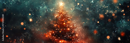 Festive Christmas Tree and Holiday Decorations Background Illustration