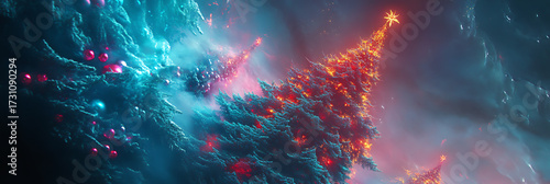 Festive Christmas Tree and Holiday Decorations Background Illustration